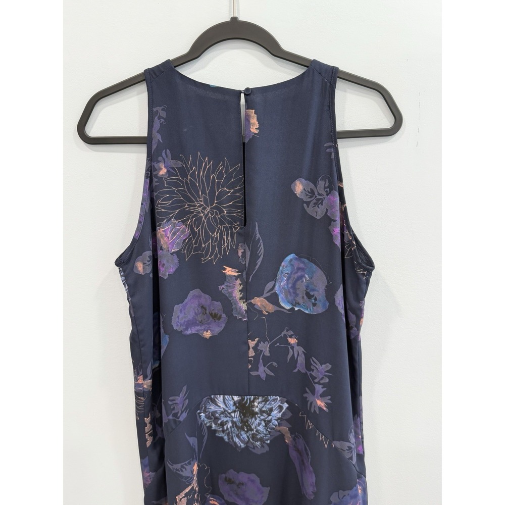 Katherine Barclay Floral Mini Dress Lined Navy Sleeveless A-Line Size 8 Y2K - Picture 7 of 12